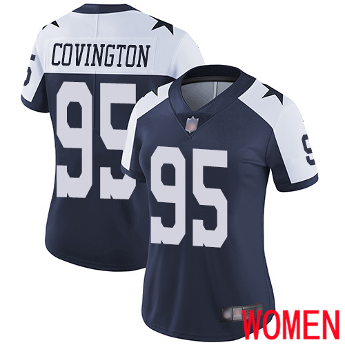 Women Dallas Cowboys Limited Navy Blue Christian Covington Alternate #95 Vapor Untouchable Throwback NFL Jersey->women nfl jersey->Women Jersey